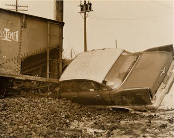 (AUTOMOTIVE WRECKS) A group of 32 photographs depicting the disastrous result of severe car collisions.